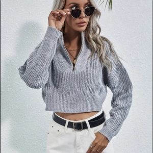 Cropped quarter zip sweater